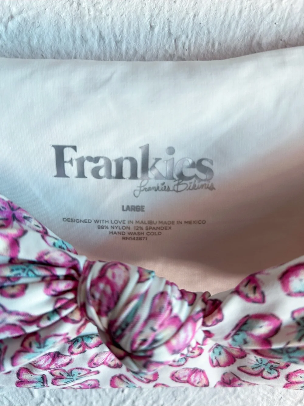 Frankie’s Bikini Carrie Bandeau Top Taylor Bottom Papillon Butterfly Pink Large